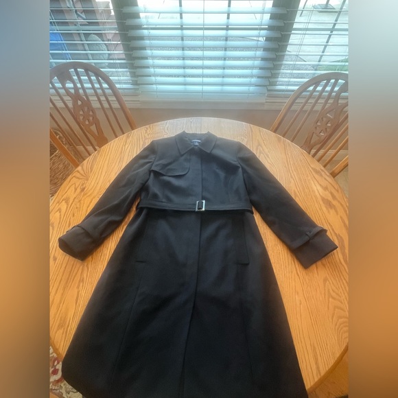 Ann Taylor Dresses & Skirts - Ann Taylor Vintage Wool Blend Long Black Belted Trench Coat Dress 8 •Msurmnts•